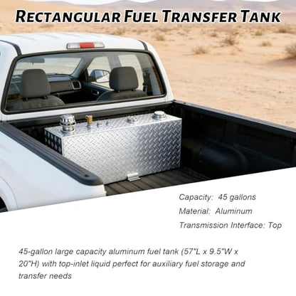 Aluminum Rectangular Liquid Tank, 45 Gallon Capacity, 57 × 9.5 × 20 inches