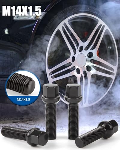 GAsupply M14x1.5 Lug Bolts 45mm Shank, 17mm Hex R13 Ball Seat, 20pcs - color: Black, size: 45mm Shank Ball Seat