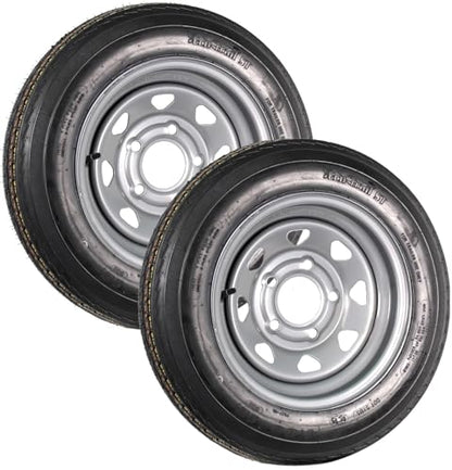 eCustomrim 2-Pack Trailer Tire Rim Assembly 480-12 4.80-12 5 Lug Silver LRC