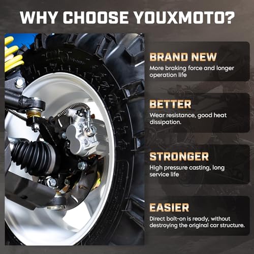 Youxmoto Rear Left/Right Brake Calipers Set with Pads, 2014-2021 Fit for Polarisfor Ranger 570/570-4 Crew; 2015-2020