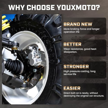 Youxmoto Rear Left/Right Brake Calipers Set with Pads, 2014-2021 Fit for Polarisfor Ranger 570/570-4 Crew; 2015-2020