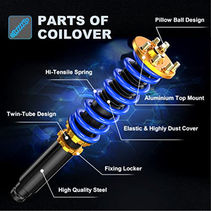 MOSTPLUS Full Coilovers Struts Compatible with 2004-2008 Acura TSX/2003-2007 Honda Accord LX EX DX SE Adjustable Height Shock Absorber Assembly (Set of 4) - size: 2003-2007 Honda Accord