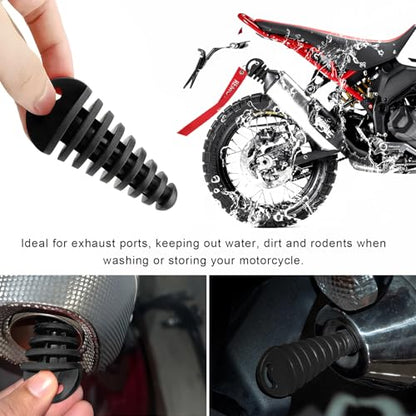 Sun Walker 2 PCS Muffler Exhaust Wash Plug, 0.6"-1.5" Motorcycle Exhaust Silencer Cleaning Plug with Streamer, Rubber Muffler Tailpipe Wash Protector for 2 Stroke Dirt Bike ATV (Black) - color: Black, Thin