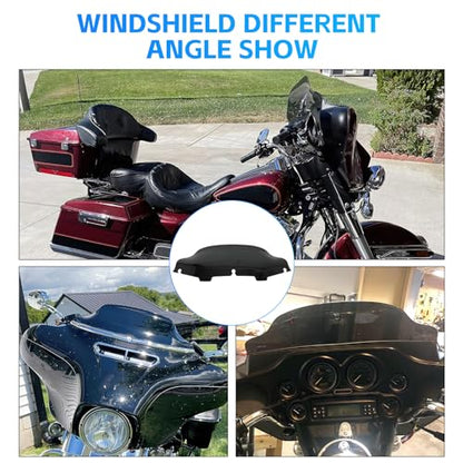 Rich Choices 6" Motorcycle Windshield Windscreen Wind Splitter Compatible with Harley Davidson Touring Street Glide Electra Glide FLHT FLHTCU Ultra Classic Glide FLHX FLHTK Tri Glide 1996-2013 - color: Black, size: 6inch