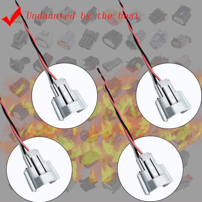 Set of 4PCS Fuel Injector Connector Plug Harness Pigtail Wire 23250-75040 Replacement for Toyota Tacoma 2.4L L4 Hilux 2RZFE 95-00