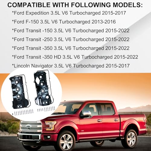 Engine Valve Cover Set Compatible with Ford F-150 2013-2017, Expedition 2015-2017, Transit 150 250 350 2015-2022, Lincoln Navigator 2015-2017, Direct Replace Part # BL3Z-6582-H DL3Z-6582-C