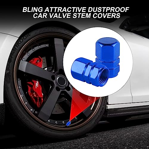 alpmosn Aluminum Tire Stem Valve Caps Wheel Valve Covers Car Dustproof Tire Cap Cover Accessories, Universal for SUV, Car, Bike and Motorcycle, Hexagon Shape (4PCS Blue) - color: Blue