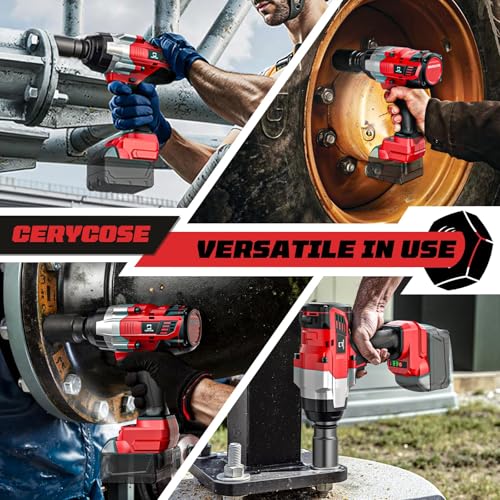 Cordless Impact Wrench 3/4 inch Compatible with Milwaukee Battery, Cerycose1850ft-lbs (2500N.m) Brushless Electric Impact Gun, High Torque Impact Driver, Bare Tool Only，Heavy-Duty Automotive - size: 3/4inch, style: 3/4inch Fit for Milwaukee(No battery)