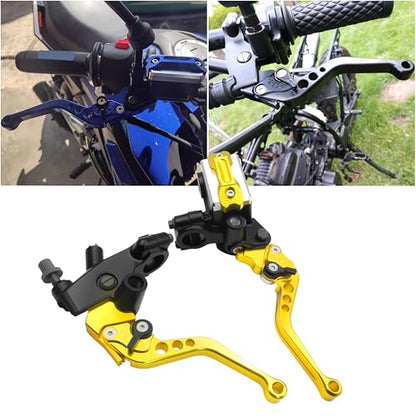 Universal Motorcycle 7/8" 22mm Handlebar Brake Master Cylinder Clutch Lever CNC Left & Right Set Compatible with Honda Kawasaki Suzuki Yamaha（ Piston Diameter 12.7mm (Gold) - color: Gold