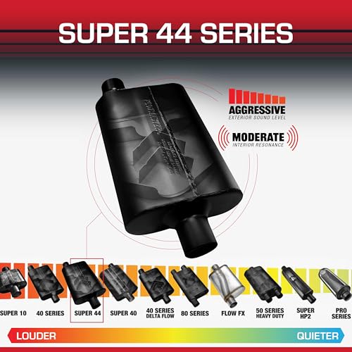 Flowmaster Super 44 Series Chambered Muffler – 3.00" Center In/Offset Out - color: Center In / Offset Out