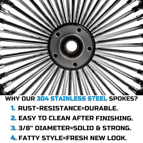 Fatflex 16" Rear Wheel Chrome Fat Spokes Black 3.5" Rim - color: 16" x 3.5" Black+Chrome+Black
