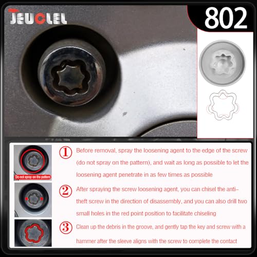 802 Wheel Locking Nut Key for Jeep Renegade Wrangler Cherokee Dodge Journey 2016-2020, 29mm Lock Bolt Inner Dia Anti-Theft Lug Nut Removal Tool - size: 802 (Old)