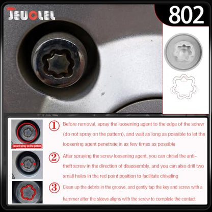 802 Wheel Locking Nut Key for Jeep Renegade Wrangler Cherokee Dodge Journey 2016-2020, 29mm Lock Bolt Inner Dia Anti-Theft Lug Nut Removal Tool - size: 802 (Old)