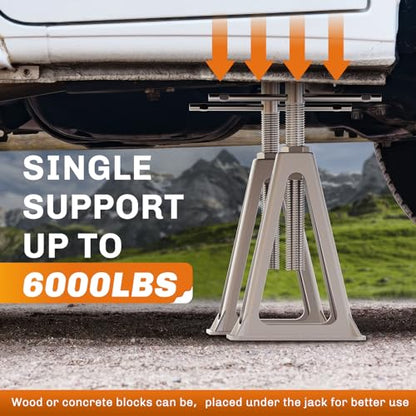 WELLUCK RV Stabilizers Jacks 4 Pack,Screw Jack Stands for RV Camper Travel Trailer Leveling,Aluminum,Single Support Up to 6000 Lbs, Adjustable from 11" to 17"