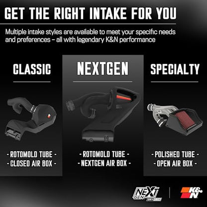 K&N NextGen Cold Air Intake System: Dry-Flow Cotton Filter: Compatible with 2021-2025 FORD F150; F150 Raptor; 50-2617D - style: NextGen Dryflow