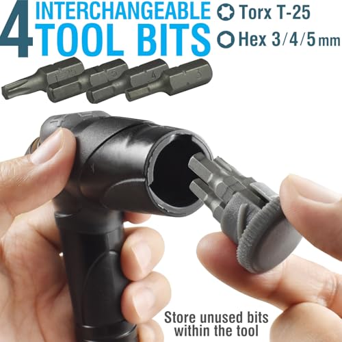 MARQUE Adjustable Bike Torque Wrench – 4, 5, 6 Nm Dial Portable Mini Bicycle Multitool Allen Key Tool, includes 3, 4, 5 mm Hex, T 25 Tool Bits – Repair Your Road and MTB at Home Garage - Cyclist Gift