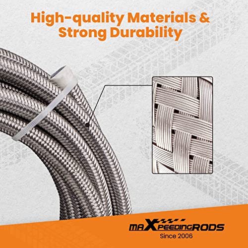 maXpeedingrods 8AN 20FT Fuel Line Kit, 1/2 Braided Fuel Line, Steel AN8 Fittings E85 PTFE Hose Transmission Oil Cooler Line, Coolant Fluid Hose + 10 Pcs 8AN Fittings - size: 8AN