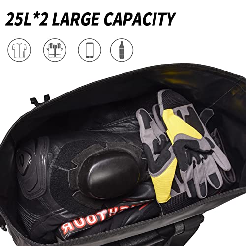 50L Waterproof Motorcycle Saddlebags and 35L Waterproof Backpack for Men and Women - Heavy Duty Roll-Top Floating Dry Bag Backpack for Kayaking, Boating