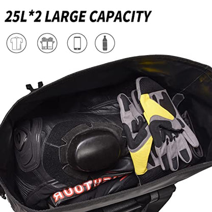 50L Waterproof Motorcycle Saddlebags and 35L Waterproof Backpack for Men and Women - Heavy Duty Roll-Top Floating Dry Bag Backpack for Kayaking, Boating