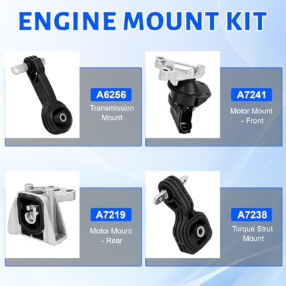 Engine Motor Mount Kit Fit for 2006-2011 Honda Civic 1.8L(Not 1.4L/2.0L) - size: A4530 A4534 A4543 A4546
