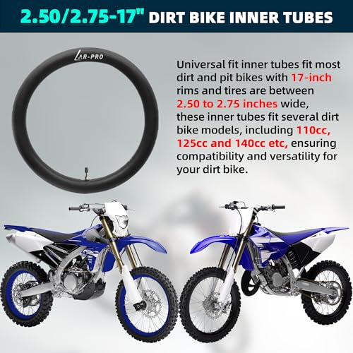 AR-PRO 2.50/2.75-17 Dirt Bike Inner Tubes, 70/100-17 Heavy Duty Motorcycle Tube with TR4 Straight Valve for 110cc 125cc 140cc etc Dirt Pit Bike Tires, Moped, and Scooters and More (1-Pack) - size: 2.50/2.75-17,TR-4 (1-Pack)