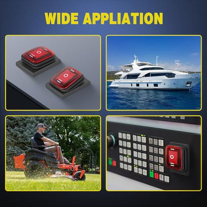 Nilight 2 Pack 6Pin DPDT On Off On Rocker Switch Latching Red LED Toggle - color: On Off On 2 PCS