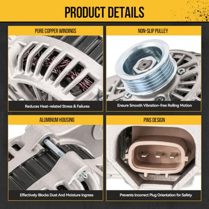 KAC 11024N Alternator Replacement for 2005-2009 Subaru Outback/Legacy 2.5L(2005 Naturally Aspirated ONLY),110Amp Replace 11024N,90273343,23700AA55A,11024 - size: 11024N