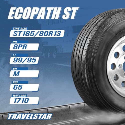 Set of 4 Travelstar Ecopath ST ST185/80R13 8 Ply 99/95M Trailer Tire - size: ST185/80R13 8PR
