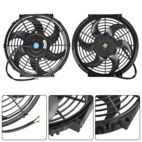 10 Inch Slim Fan Push Pull Electric Radiator Cooling Fan, Black - color: Black, size: 10'’