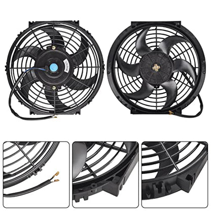 10 Inch Slim Fan Push Pull Electric Radiator Cooling Fan, Black - color: Black, size: 10'’