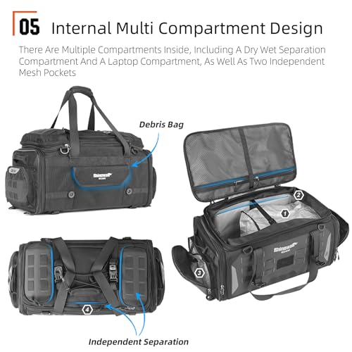 Rhinowalk Motorcycle Tail Bag Expandable Motorcycle Travel Luggage Waterproof 70L with MOLLE System Trunk Rack Bag with Sissy Bar Straps-Black - size: Black 50-70L