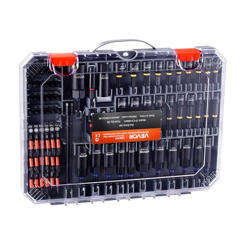 VEVOR 80-Piece Premium Magnetic Impact Nut Driver Set, Metric & SAE Sizes - size: 80 pcs