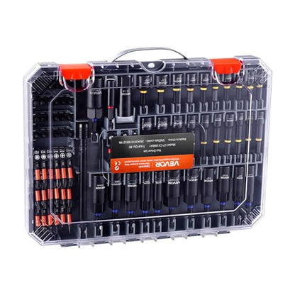 VEVOR 80-Piece Premium Magnetic Impact Nut Driver Set, Metric & SAE Sizes - size: 80 pcs