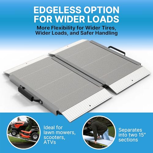 EZ-ACCESS TRAVERSE Aluminum Singlefold Folding Ramp, Portable Loading Ramps for Wheelchairs, Motorcycles, Lawn Tractors & ATVs, Heavy Duty Aluminum Folding Ramps with Carrying Handles (Silver, 2 Foot) - size: 2 Foot, style: Singlefold