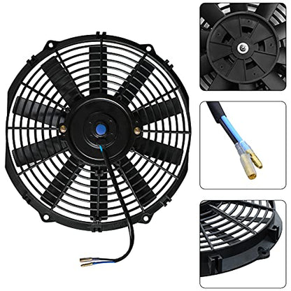 MuHize 2 Pack Electric Radiator Cooling Fan 12 Inch Fan 12V 80W Puller - size: 2Pcs-12 inch