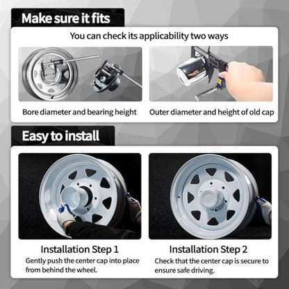 4Pcs 5.15" OD 6.42" H Push Through Trailer Wheel Center Cap for Rim - color: Matt Black, size: 5.15" Hub 6.42" H
