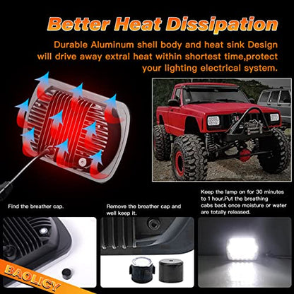 5x7In H6054 LED Headlights DOT Approved 2PCS Hi/Low Beam Rectangle - size: 5x7 led headlights-2pcs