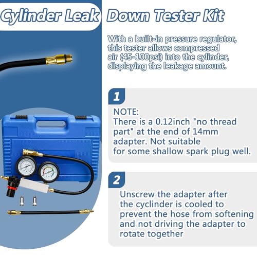 Cylinder Leak Down Tester Kit Compression Leakdown Detector Leakage Test Set for Gasoline Engine Leak Detection Tester Kit Dual Pressure Gauges