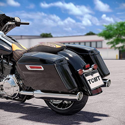 TCMT Hard Saddlebags 6x9" Speaker Grills & Liners Carpet Insert Fit For Harley 2014-2024 Touring Road King Road Glide Street Glide Electra Glide Ultra Limited - color: Chrome Latches, size: Standard(6x9 Speaker Lid)