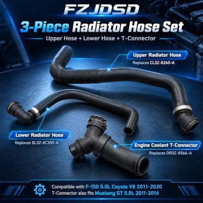 FZJDSD 3Pcs Radiator Hose Set for F-150 5.0L 2011-2020 CL3Z-8260-A