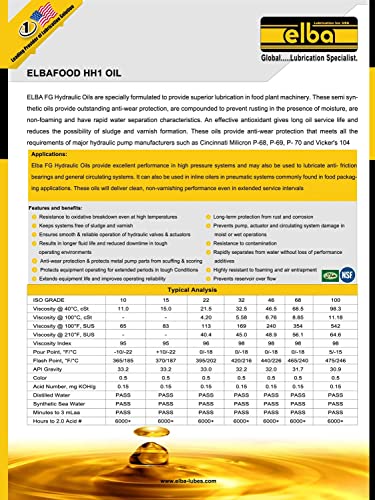 Food Grade Hydraulic Oil | ISO VG 68 | Industrial | Fully Synthetic Blend | NSF Registered AS H-1. Kosher and Halal Approved. Compare to: LUBRIPLATE | Petro-Canada| Kluber .(1 QT) Made in USA - size: 1 QT