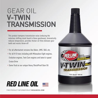 Red Line 42804 Full Synthetic Gear Oil, V-Twin Transmission Oil with Shockproof - 1 Quart - size: 1 Pack