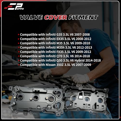 EPPO Valve Cover 13264-Jk20A 13264-Jk20B Compatible with Nissan Infiniti 2008-2018 350Z EX35 FX35 G35 M35 Q50 Q70, V6 3.5L Gasoline Engines VQ35HR 13264JK20A, 13264JK20B - size: 13264-JK20A Q70 V6 3.5L