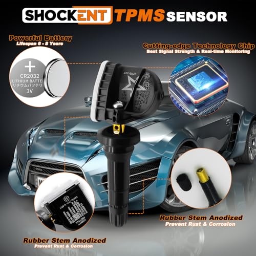 13598773 Upgraded 433MHZ TPMS Sensor Fits for:-Chevy Traverse 2018-2024, Malibu 2016-2024, Cruze 2016-2019, Tahoe 2018, for:-GMC Yukon 2017-2018; Tire Pressure Monitoring System Sensor-4PCS