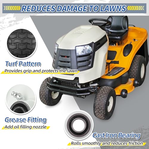 GICOOL 16x6.50-8 Flat Free Tire and Wheel Assembly for Riding Lawn Mower - color: Turf-Pattern Tread, size: 16x6.50-8 Flat-Free Tire