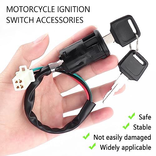 Ignition Switch with Key,Standard 4 Wire Ignition Lock Cylinder Fit for 50-250cc Motorcycle,Scooter,ATV,Pocket Bike,Dirt Bike,Motorcycle Accessories Ignition Switch Cylinder