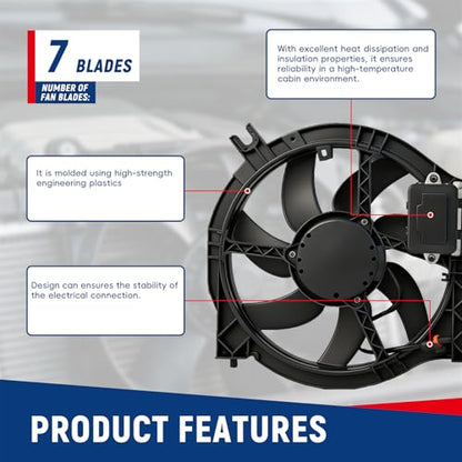 Dual Radiator Fan with Control Module Replacement for Pathfinder 2013-2017 Replacement for QX60 2014-2019 Replacement for JX35 2013 Replacement for 621-586 621586 214813JA2E NI3115149