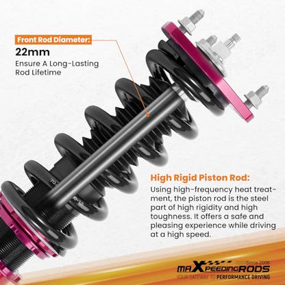 maXpeedingrods Coilovers for Lexus GS300 1998-2005, for Lexus GS430 2001-2005, 24 Levels Damper Adjustable Coilovers Suspension Kit, Height Adjustable Shock Absorber Struts, Lowering Kit, Red