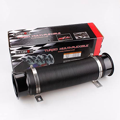 BARTOO 3" Turbine Intake Pipe Adjustable Cold Air Intake Pipe Tube Black - color: Black