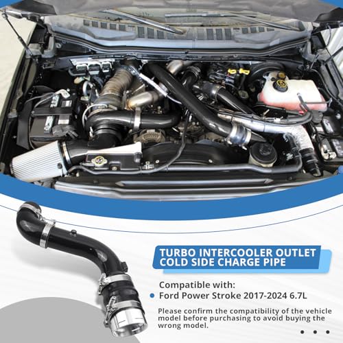 Turbo Intercooler Outlet Tube Cold Side Charge Pipe Compatible with Ford Power Stroke 2017-2024 6.7L (Black) - color: Black
